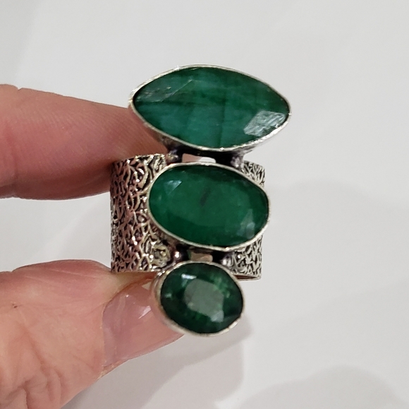 Sakota, Emerald gemstone 925 silver ring - Picture 4 of 15